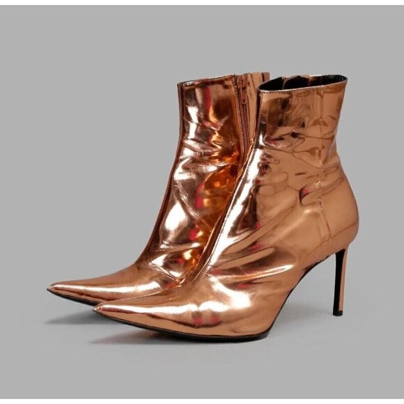Haider Ackermann Metallic Leather Ankle Boots EU 40 US 9 A Copper Defect New - Picture 16 of 16